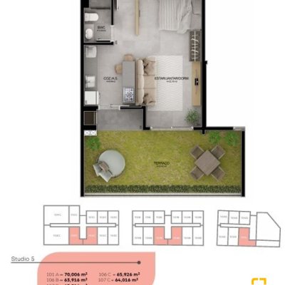 Studio Residencial com 70m², 1 quarto, 1 suíte, 1 garagem, no bairro Campeche em Florianópolis