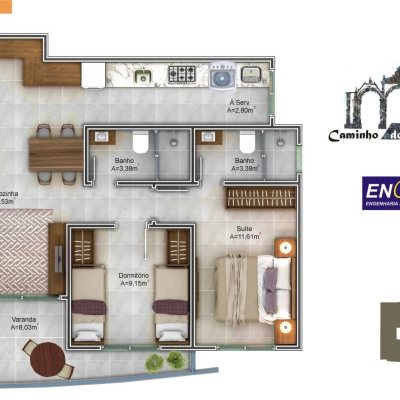 Apartamentos com 73m², 2 quartos, 1 suíte, 1 garagem, no bairro Açores em Florianópolis