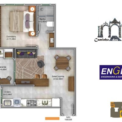 Apartamentos com 48m², 1 quarto, 1 garagem, no bairro Açores em Florianópolis