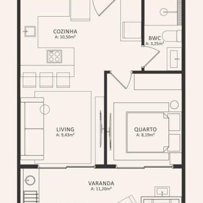 Apartamentos com 45m², 1 quarto, 1 garagem, no bairro Morro das Pedras em Florianópolis