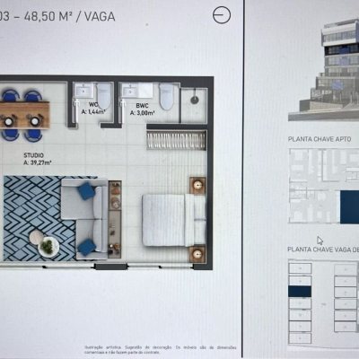 Apartamentos com 48m², 1 quarto, 1 suíte, 1 garagem, no bairro Centro em Florianópolis