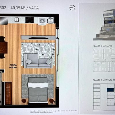 Studio Residencial com 40m², 1 quarto, 1 garagem, no bairro Centro em Florianópolis
