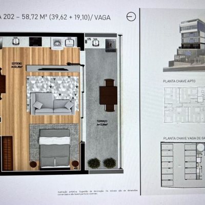 Studio Residencial com 58m², 1 quarto, 1 garagem, no bairro Centro em Florianópolis