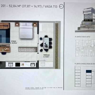 Studio Residencial com 52m², 1 quarto, 1 garagem, no bairro Centro em Florianópolis