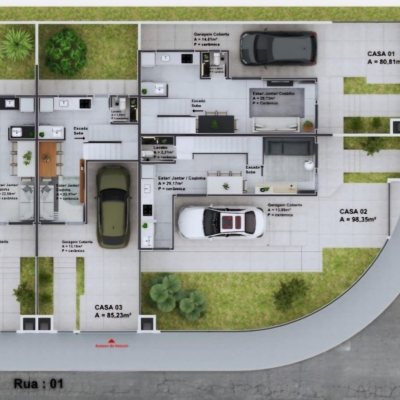 Sobrado Residencial com 80m², 2 quartos, 2 suítes, 1 garagem, no bairro Forquilhas em São José