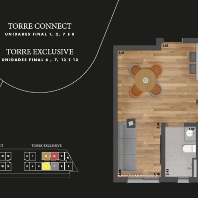 Apartamentos com 44m², 1 quarto, 1 garagem, no bairro Saco Grande em Florianópolis