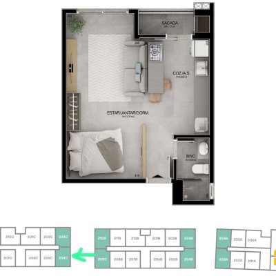 Apartamentos com 41m², 1 quarto, 1 garagem, no bairro Campeche em Florianópolis