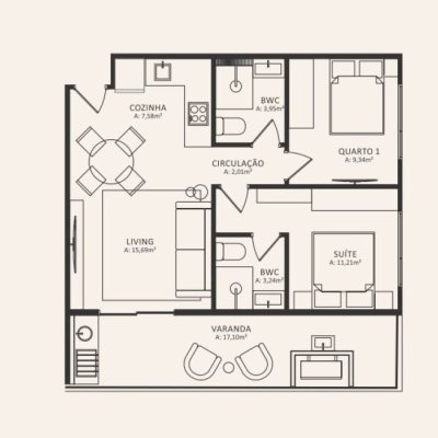 Apartamentos com 73m², 2 quartos, 1 suíte, 1 garagem, no bairro Morro Das Pedras em Florianópolis
