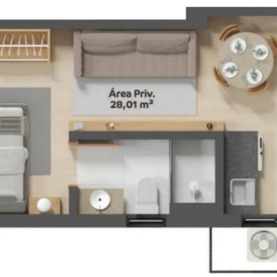 Apartamentos com 28m², 1 quarto, 1 suíte, no bairro Coqueiros em Florianópolis