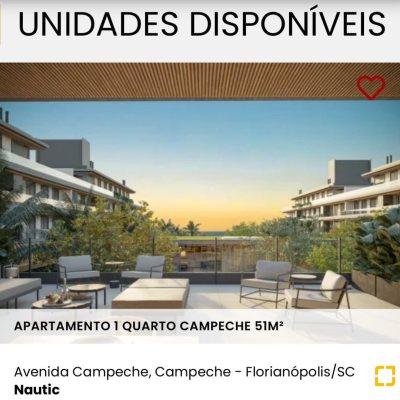 Apartamentos com 51m², 1 quarto, 1 garagem, no bairro Campeche em Florianópolis