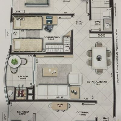 Apartamentos com 67m², 2 quartos, 1 garagem, no bairro Barreiros em São José