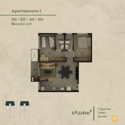 Apartamentos com 86m², 1 quarto, 1 suíte, 1 garagem, no bairro Ribeirão da Ilha em Florianópolis