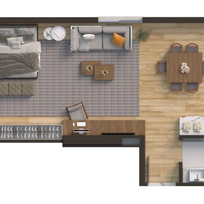 Studio Residencial com 53m², 1 quarto, no bairro Kobrasol em São José