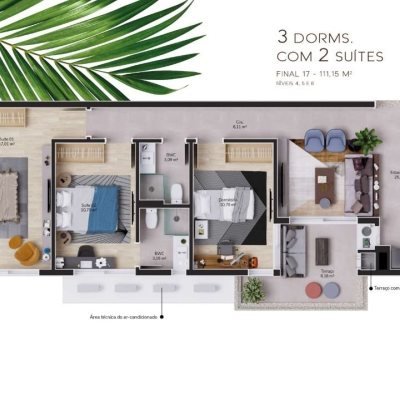 Apartamentos com 109m², 3 quartos, 2 suítes, 2 garagens, no bairro Cacupé em Florianópolis