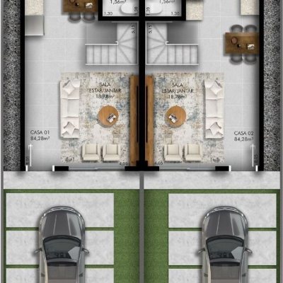 Sobrado Residencial com 84m², 2 quartos, 2 suítes, 1 garagem, no bairro Bela Vista em Palhoça