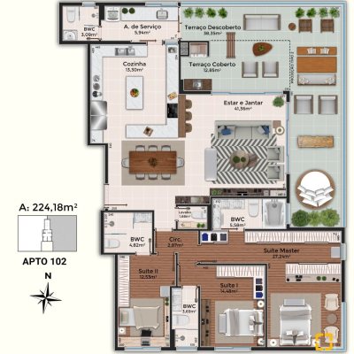 Apartamentos com 181m², 3 quartos, 3 suítes, 3 garagens, no bairro Centro em Florianópolis