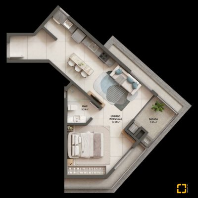 Apartamentos com 51m², 1 quarto, 1 suíte, 1 garagem, no bairro Cachoeira Do Bom Jesus em Florianópolis