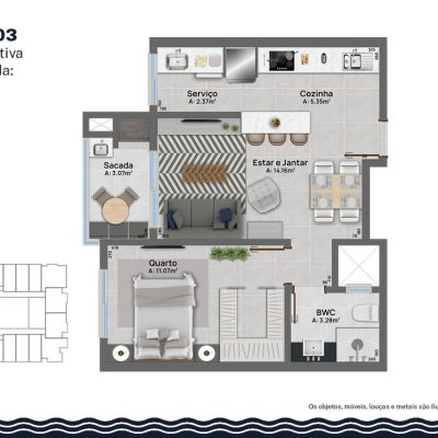 Apartamentos com 47m², 1 quarto, 1 garagem, no bairro Canasvieiras em Florianópolis