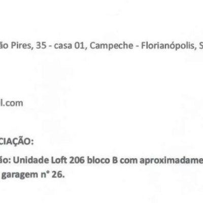 Loft com 54m², 1 quarto, 1 suíte, no bairro Campeche em Florianópolis