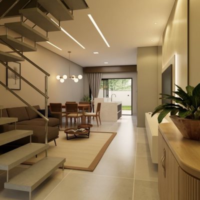 Casa em Condomínio com 108m², 2 quartos (sendo 2 suítes), 1 garagem, no bairro Vargem Do Bom Jesus em Florianópolis