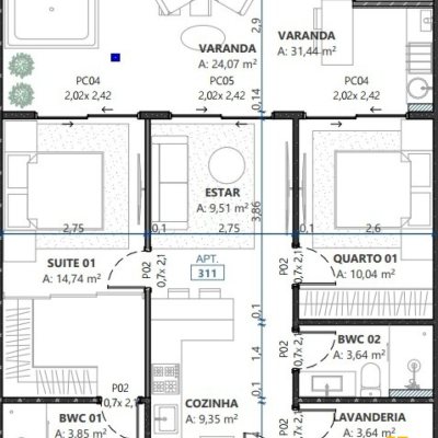 Apartamentos com 84m², 2 quartos, 1 suíte, 1 garagem, no bairro Campeche em Florianópolis