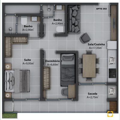 Apartamentos com 61m², 2 quartos, 1 suíte, 1 garagem, no bairro Ribeirão Da Ilha em Florianópolis