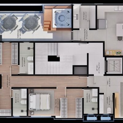 Apartamentos com 92m², 3 quartos (sendo 1 suíte), 1 garagem, no bairro Centro em Palhoça