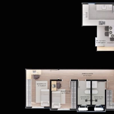 Apartamentos com 92m², 3 quartos (sendo 1 suíte), 1 garagem, no bairro Centro em Palhoça