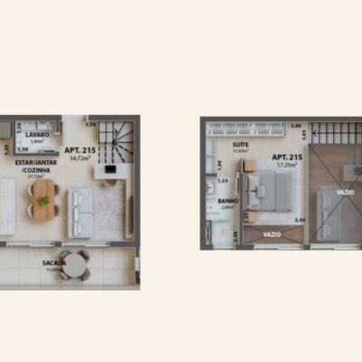 Loft com 64m², 1 quarto (sendo 1 suíte), 1 garagem, no bairro Campeche em Florianópolis