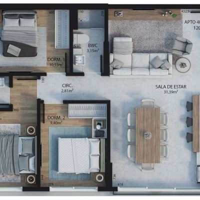Apartamentos com 94m², 3 quartos (sendo 1 suíte), 2 garagens, no bairro Estreito em Florianópolis