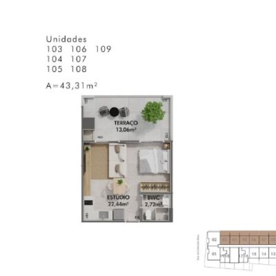 Studio Residencial com 35m², 1 quarto, 1 garagem, no bairro Cachoeira Do Bom Jesus em Florianópolis
