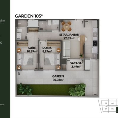Apartamentos com 93m², 2 quartos (sendo 1 suíte), 1 garagem, no bairro Cacupé em Florianópolis