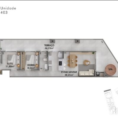 Cobertura com 128m², 2 quartos (sendo 1 suíte), 1 garagem, no bairro Cachoeira Do Bom Jesus em Florianópolis