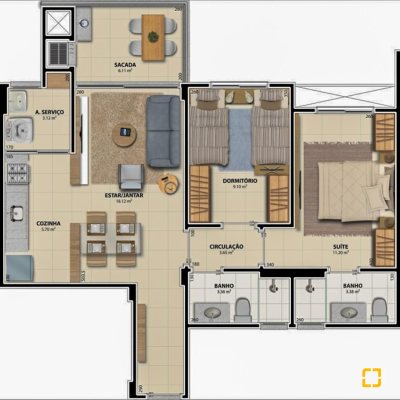 Apartamentos com 71m², 2 quartos, 1 suíte, 1 garagem, no bairro Saco Grande em Florianópolis