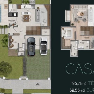 Sobrado Residencial com 165m², 2 quartos, 2 suítes, 2 garagens, no bairro Vargem Grande em Florianópolis