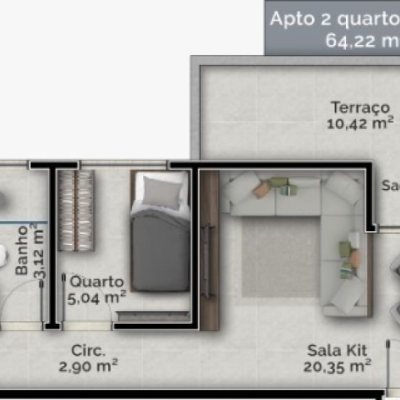 Apartamentos com 64m², 2 quartos, 1 garagem, no bairro Carvoeira em Florianópolis